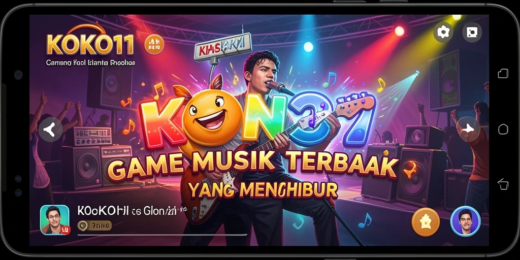 Tampilan antarmuka utama KOKO11 dengan gameplay musik yang interaktif.