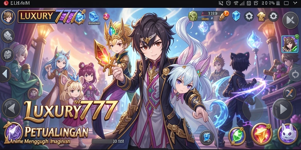 Tampilan gameplay seru dari LUXURY777 dengan karakter anime yang menarik.
